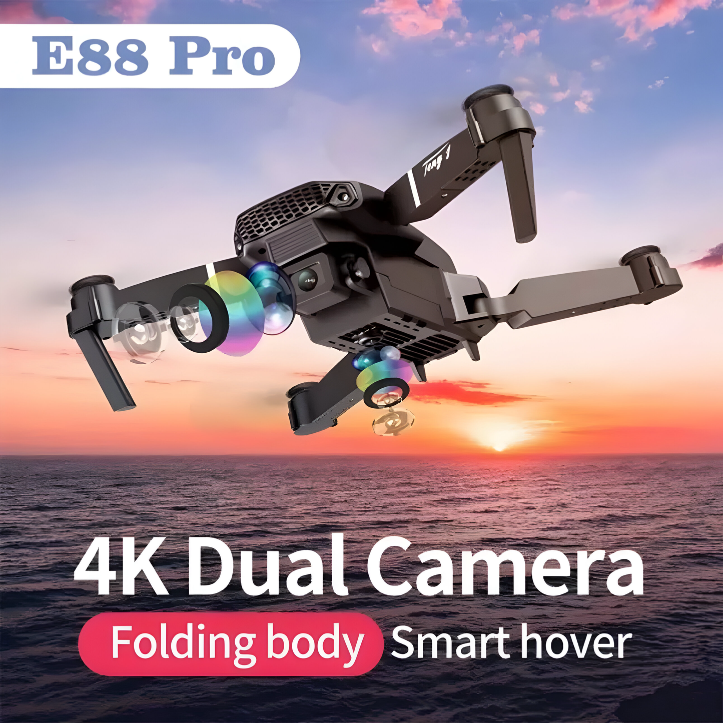 Drone Pro E88 FPV 4K Dual HD Wide Angle Cameras WiFi RC Foldable Quadcopter NEW