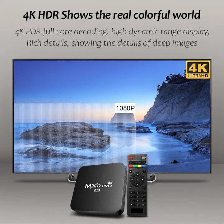 MXQ-PRO 4K HD Android 10.0 Smart TV Box 2.4/5G Dual-WIFI 3D + 64GB SD CARD FREE