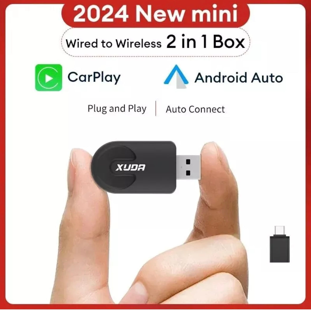 XUDA Wired To Wireless Adapter Dongle Apple Car Play Android Auto Connect BT 5.0