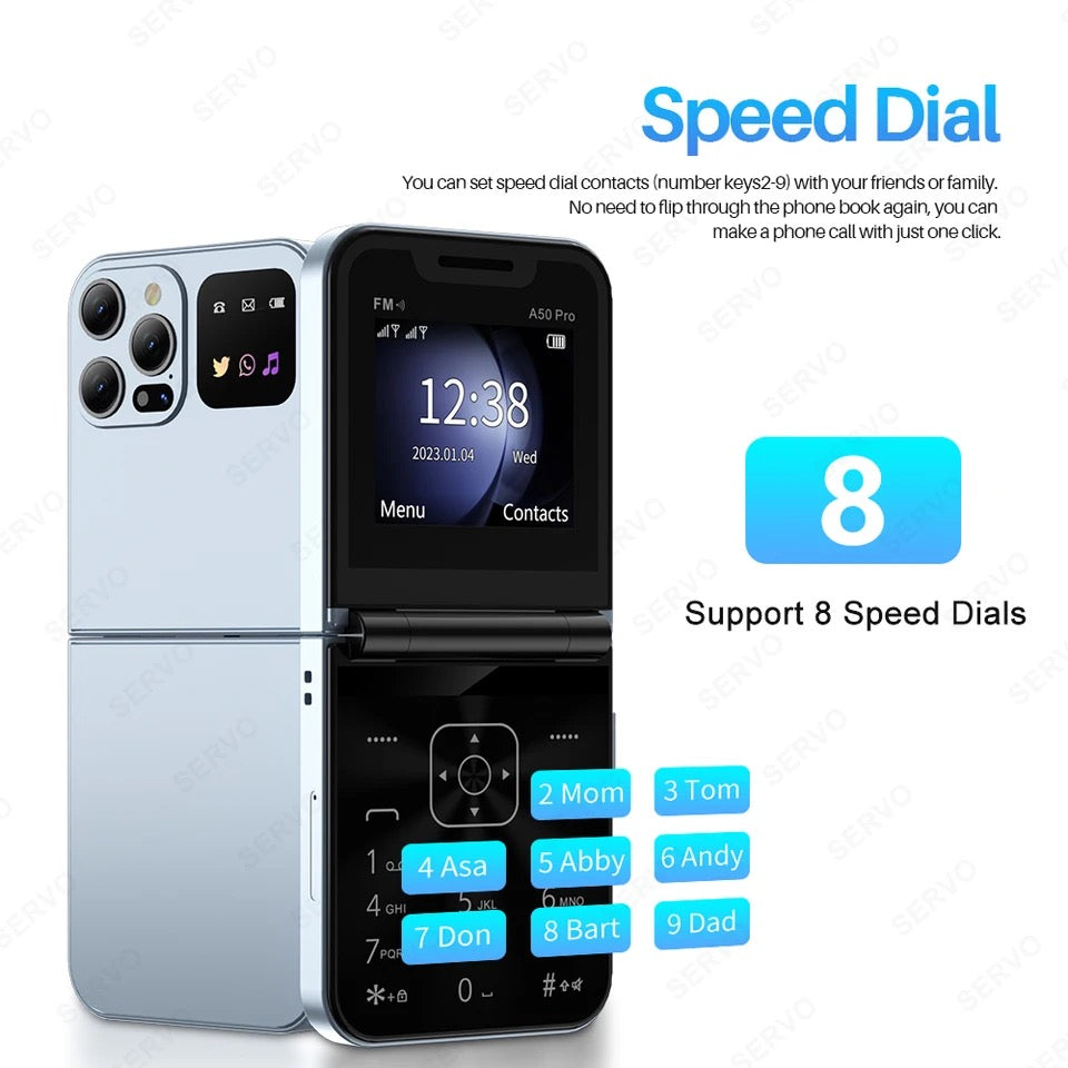 2.4'' SERVO A50 Pro FLIP Mobile Phone Cellphone Dual Sim Unlocked Camera FM UK