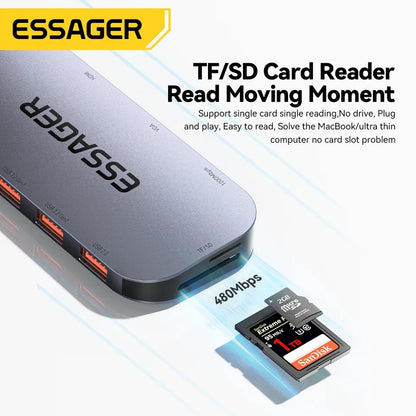 Essager 11 in 1 USB C HUB 4K 30HZ Type C Docking Station & Adapter Splitter