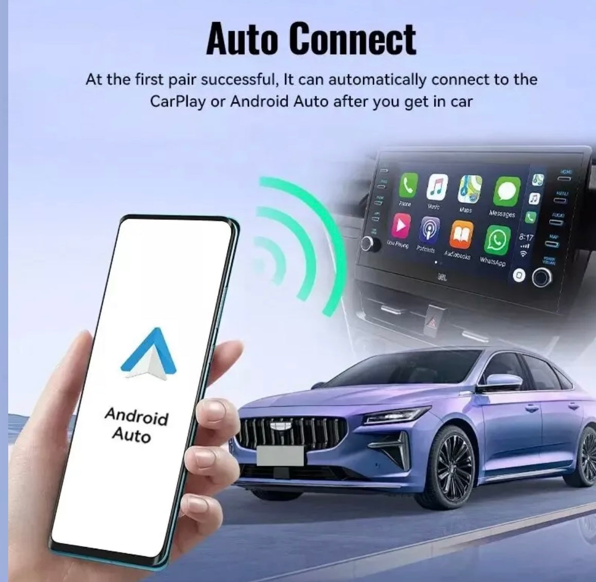 XUDA Wired To Wireless Adapter Dongle Apple Car Play Android Auto Connect BT 5.0